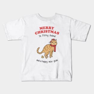 Merry Christmas Ya Filthy Animal Orange Cat Kids T-Shirt